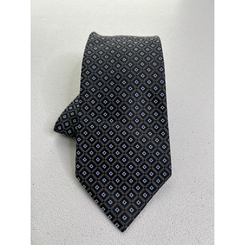 U.S. Polo Assn. Black, Blue Geometric Pattern 100% Silk Tie NWOT
